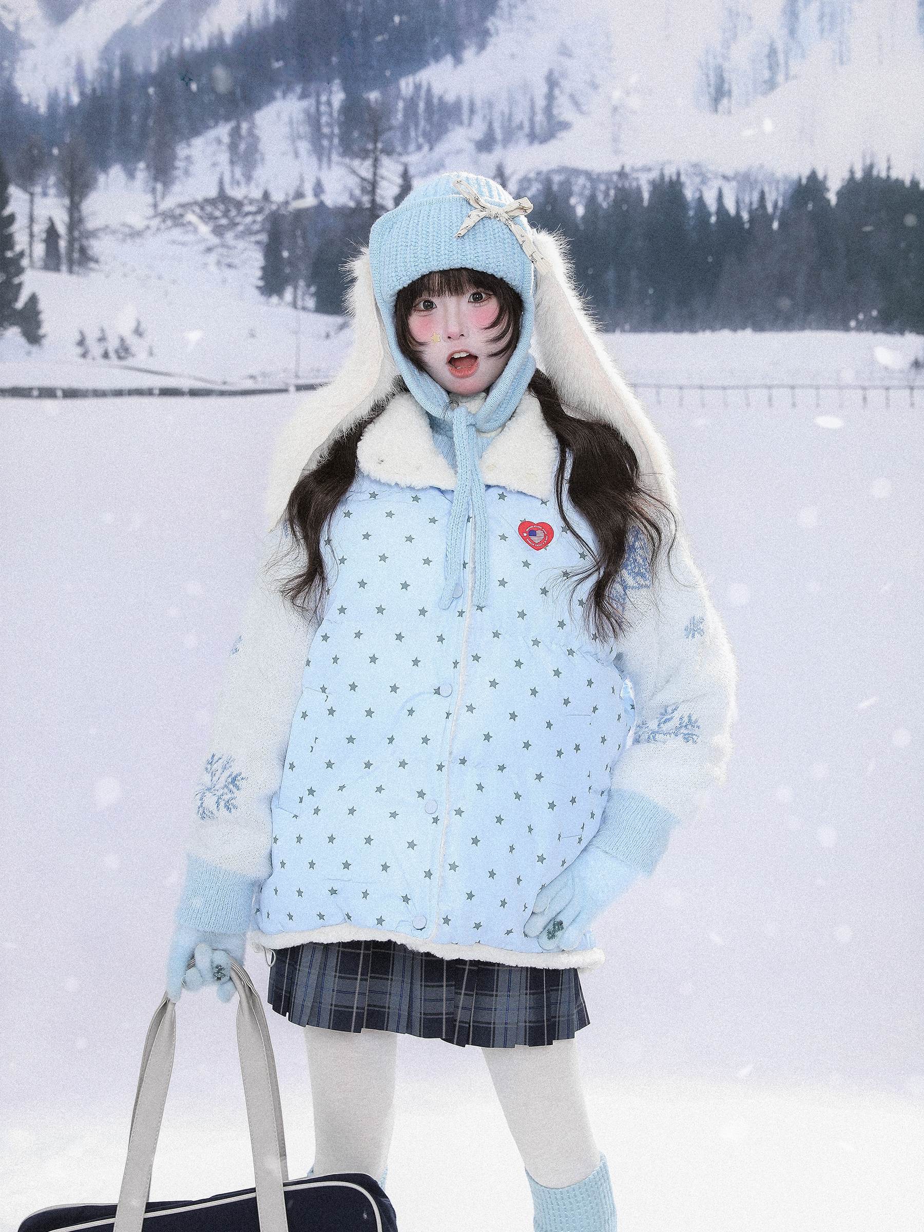 Kawaii Double-Sided Star Embroidered Winter Jacket MGD0013