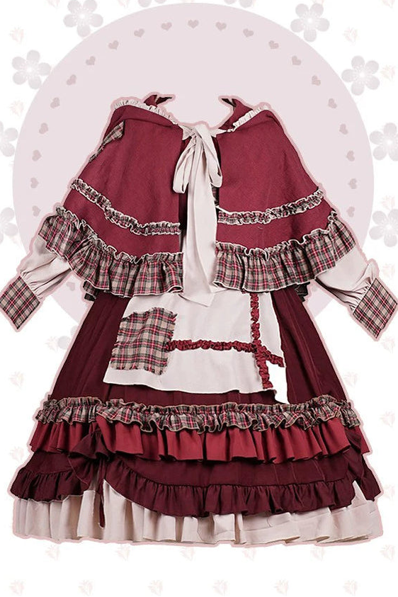 Little Red Riding Hood Original Country Lolita Cape & OP Dress Set