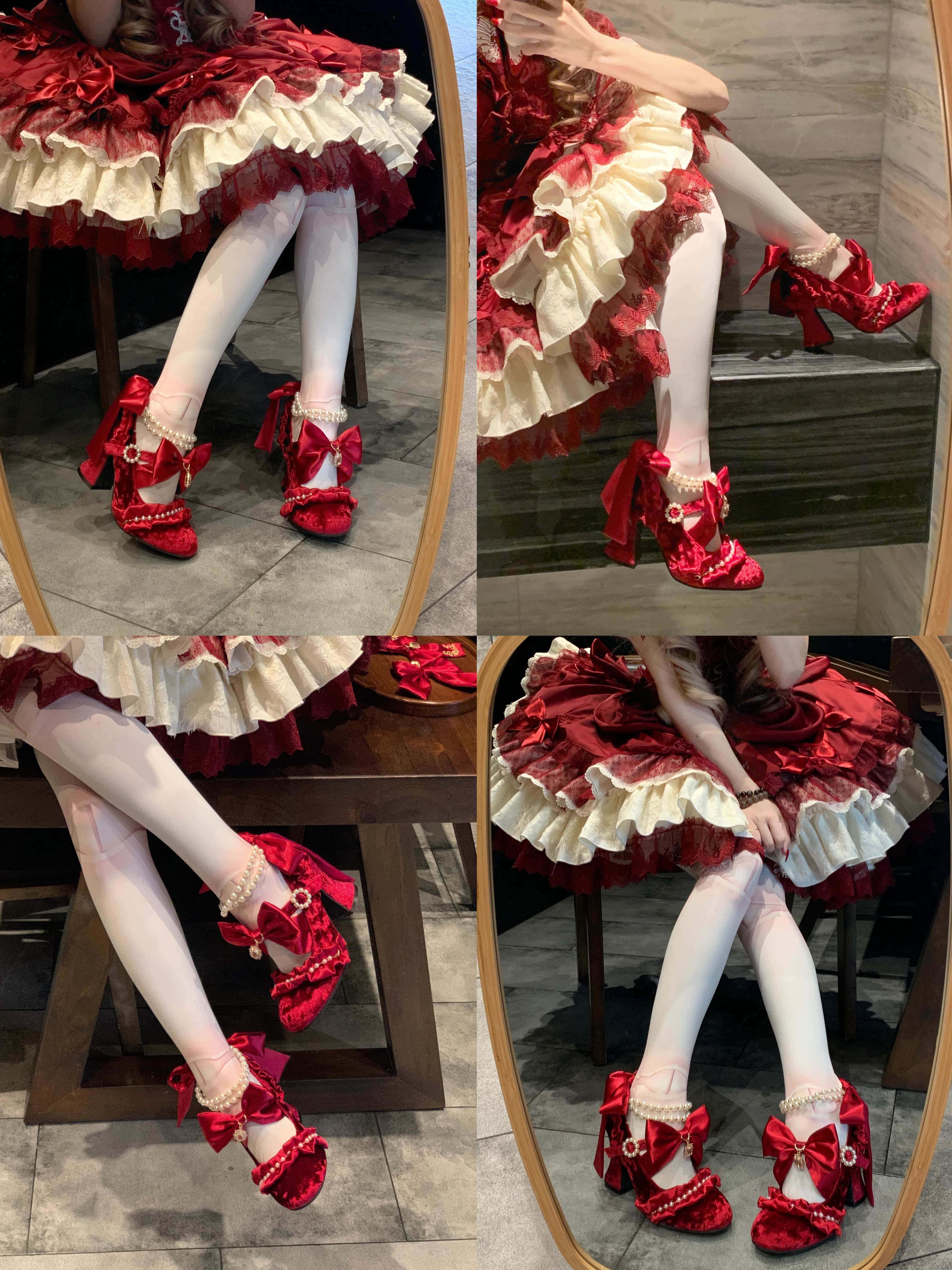 Ribbon Hymn 1.0 Lolita Vintage Heavy Craft Bridal Heels
