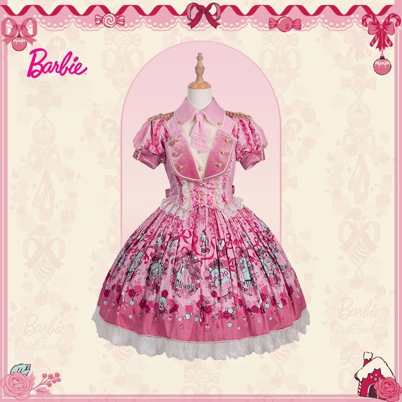 Nutcracker x Barbie Collab Original Lolita Elegant Fake Two‑Piece OP Dress