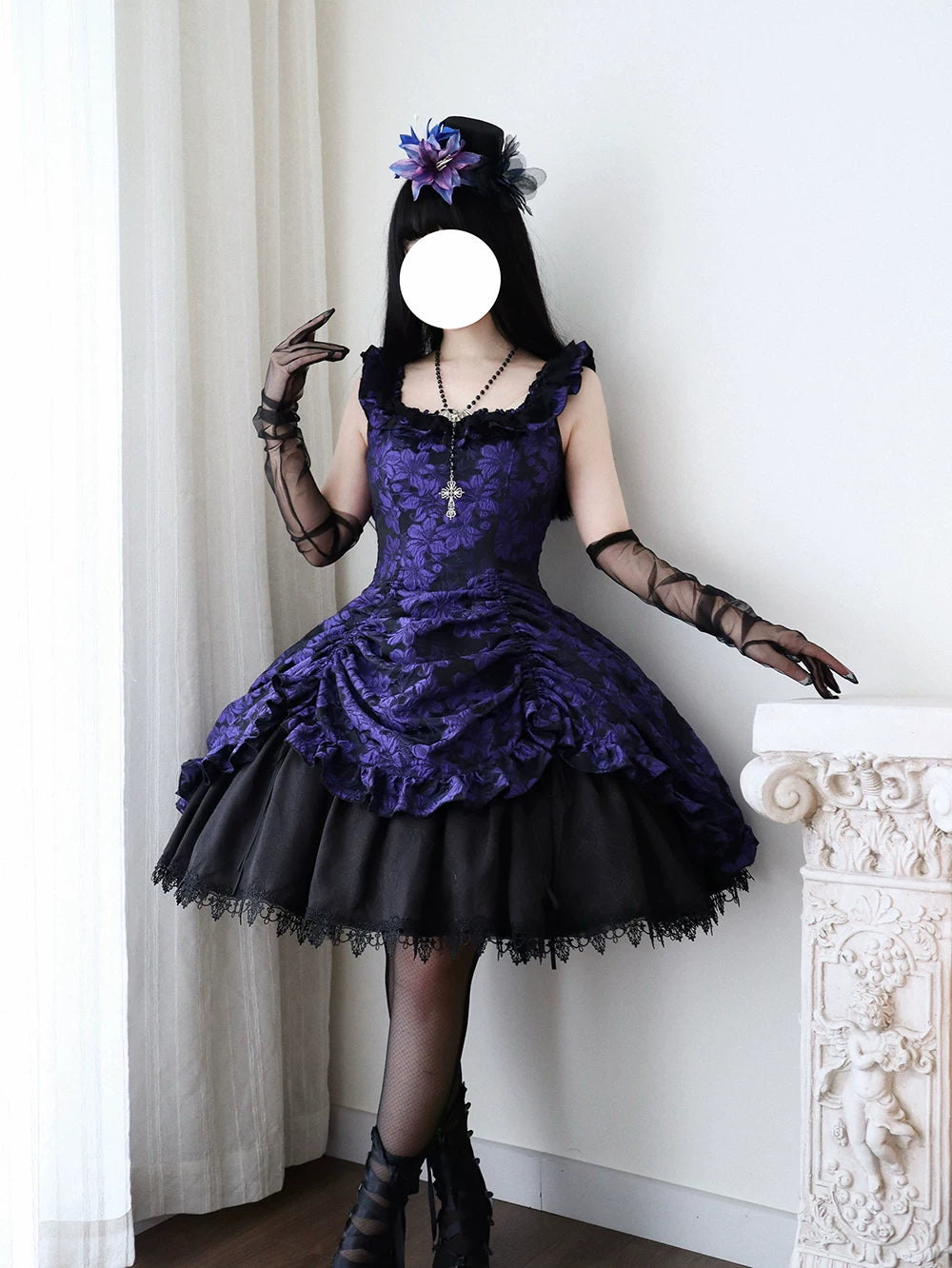 Nocturnal Lily Gothic Polka‑dot Lolita JSK