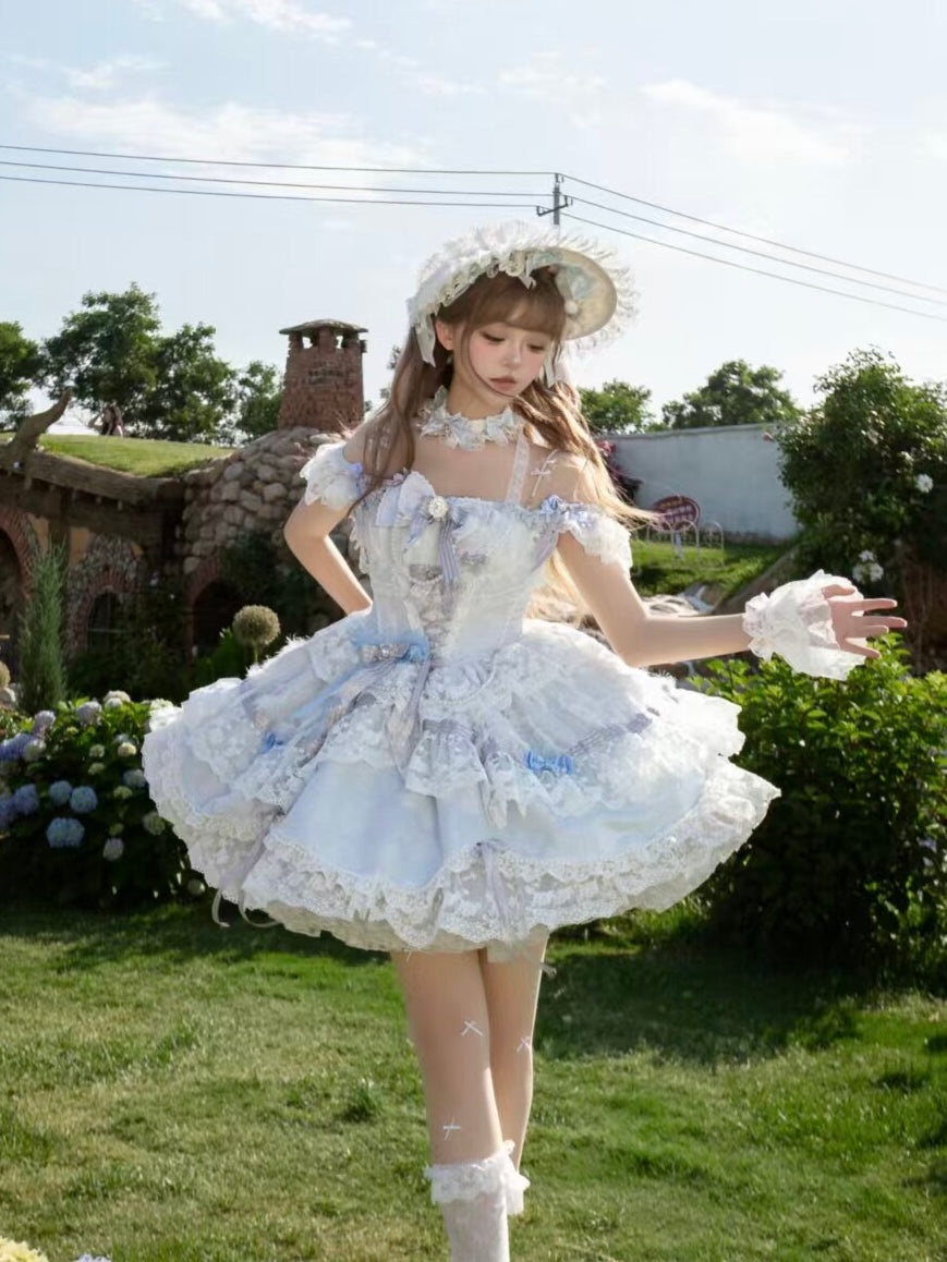 Anna's Ball Light Pink Light Blue Classic Ballet Lolita JSK