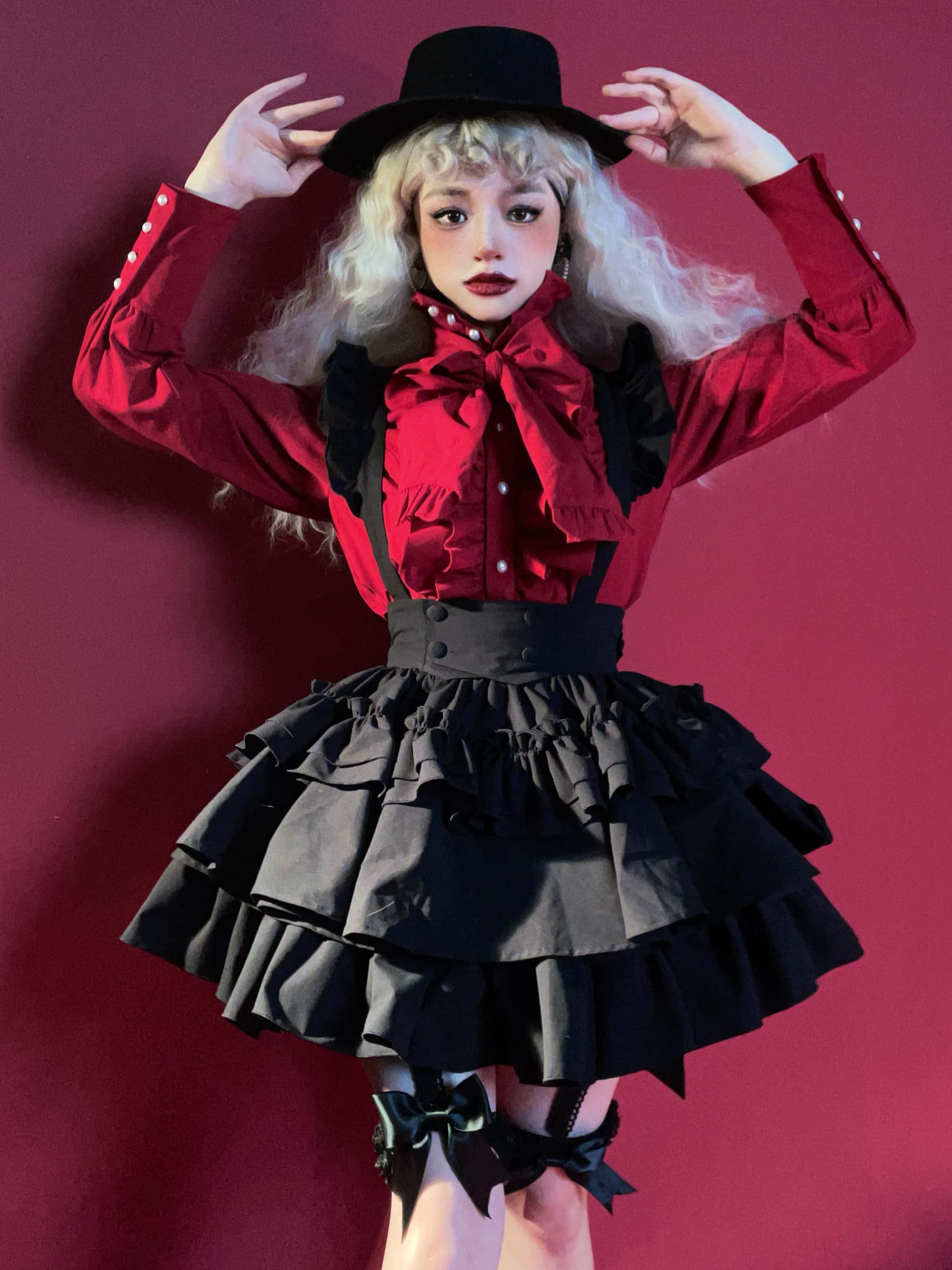 Doll Gift Box Gothic Lolita Red Shirt & Skirt Set