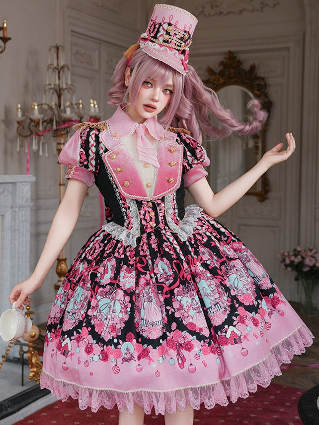 Nutcracker x Barbie Collab Original Lolita Elegant Fake Two‑Piece OP Dress