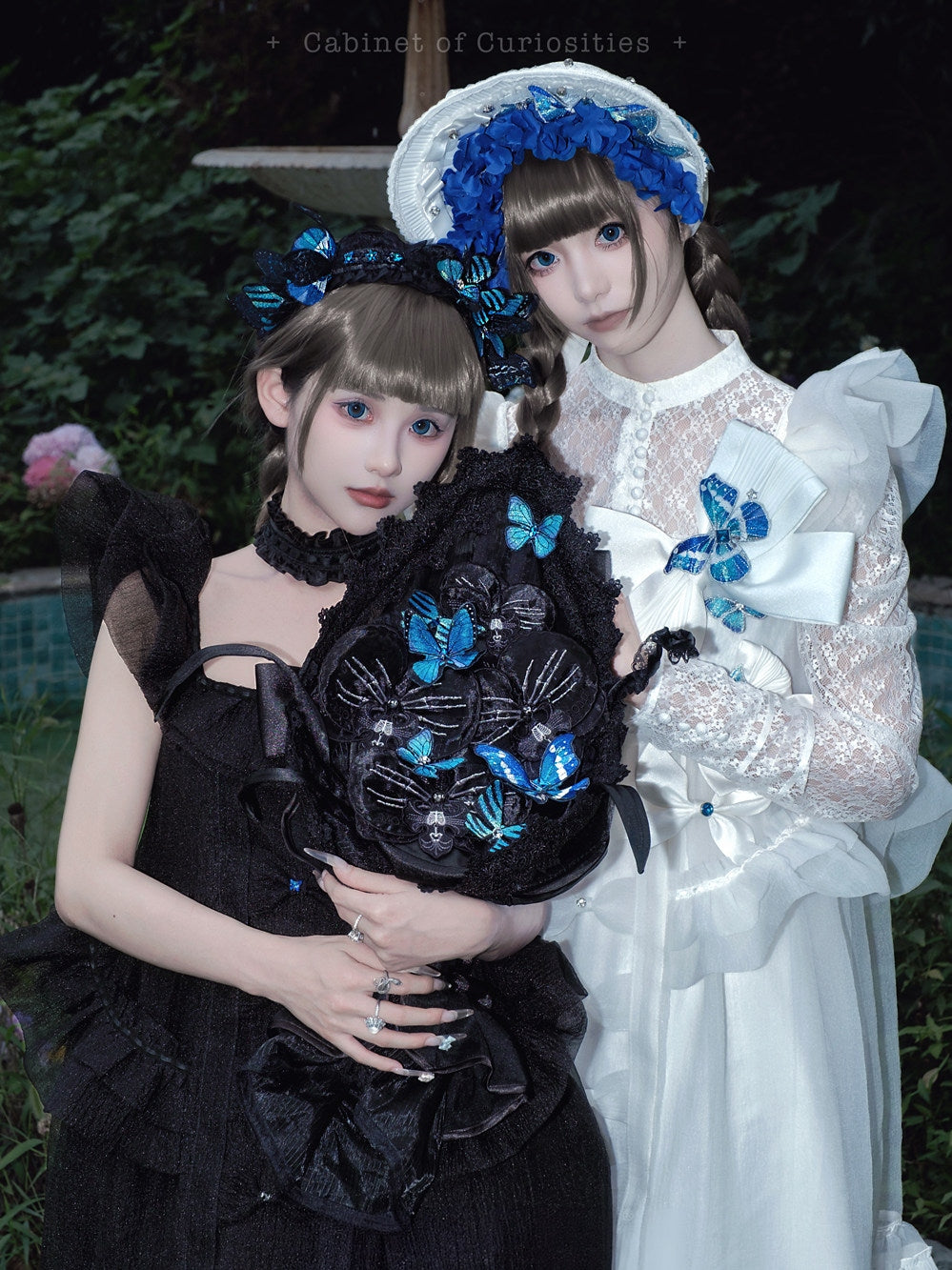 Cabinet Of Curiosities II Dark Gothic Butterfly Stand Collar Babydoll Dress