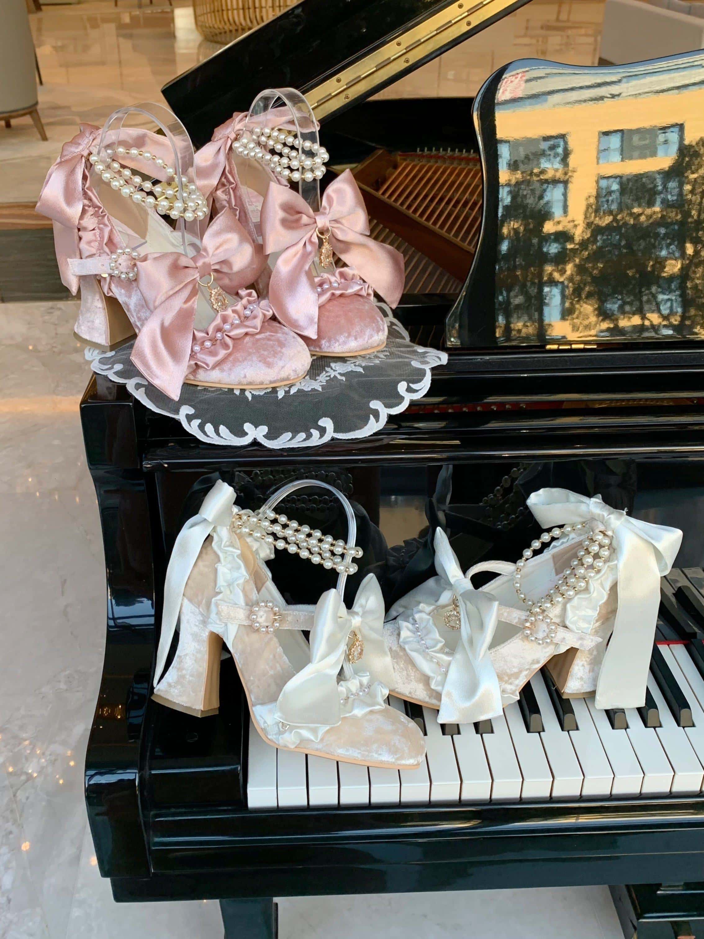 Ribbon Hymn 1.0 Lolita Vintage Heavy Craft Bridal Heels