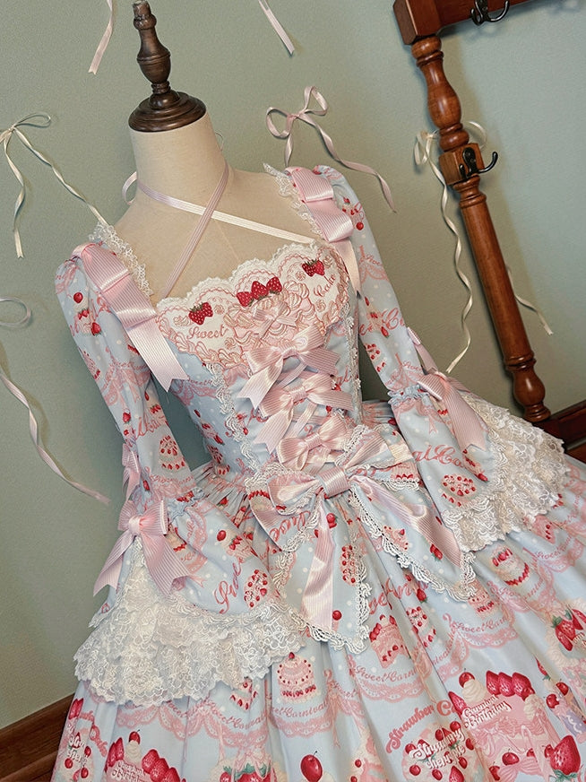 Strawberry Patissier Vintage‑Doll Aesthetic Lolita OP Dress