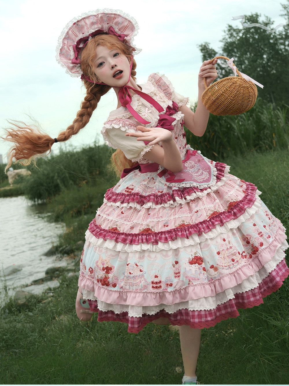 Cherry Cake Lolita Sweet Pink JSK Dress