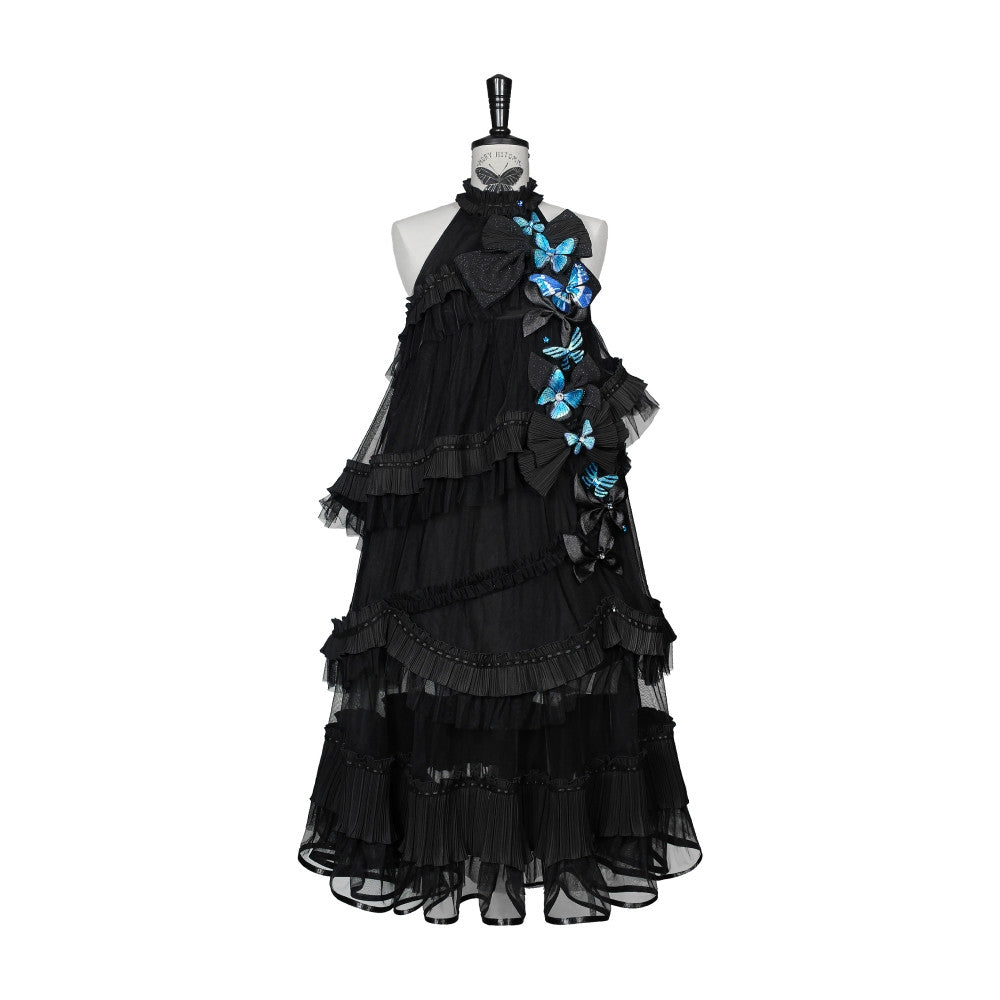 Cabinet Of Curiosities II Dark Gothic Butterfly Halter Neck Dress