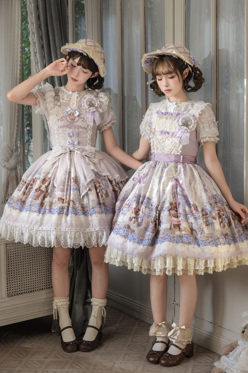 Bear‑Garden Floral Tale Sweet Printed Lolita JSK / OP Dress