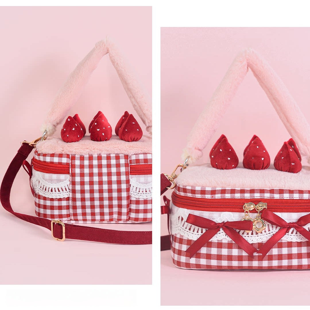 Strawberry Cake Gingham Sweet Lolita Crossbody Bag