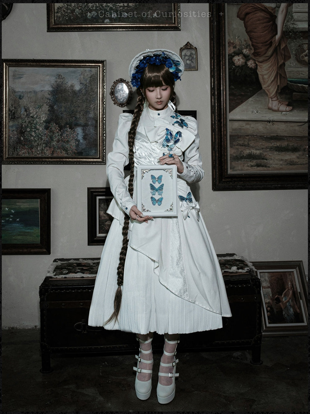 Cabinet Of Curiosities II Dark Gothic Butterfly Long Stand Collared OP Dress