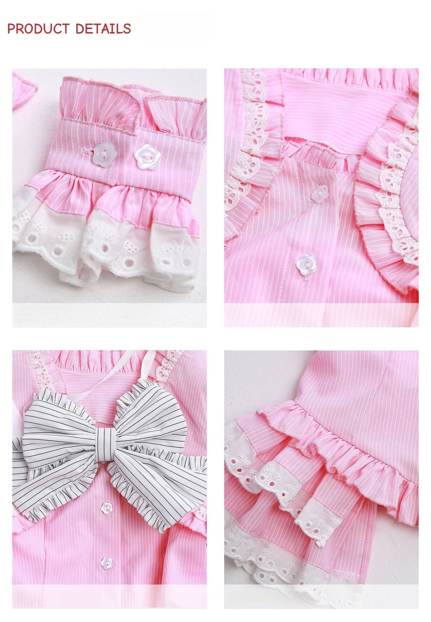 Candy Cottage Showa Retro Pink Striped Set