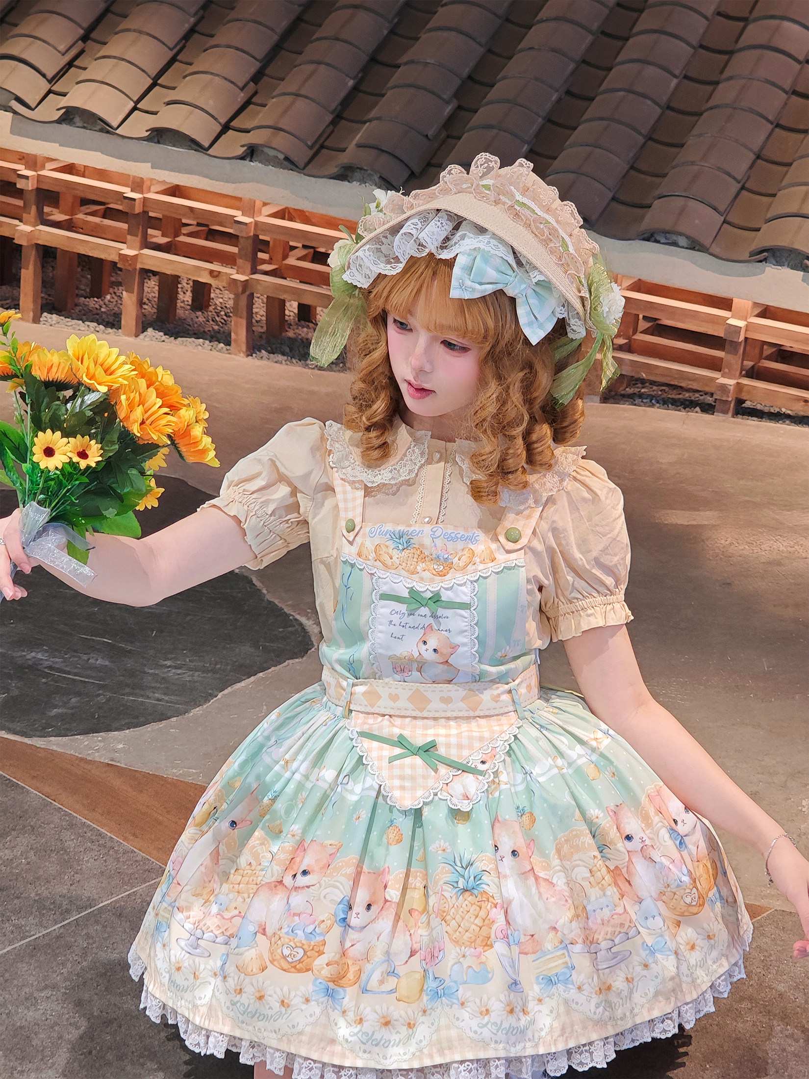 Pineapple Mew Lolita Sweet Print Dress