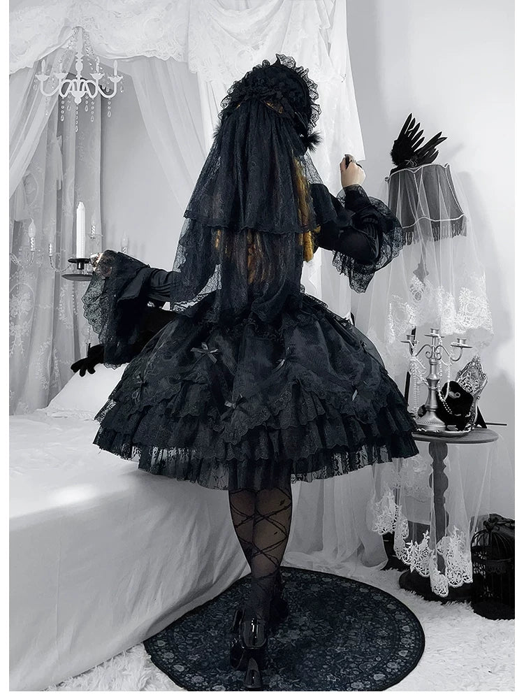 Dark Mist Banquet Gothic Suspender Dress & Blouse Set