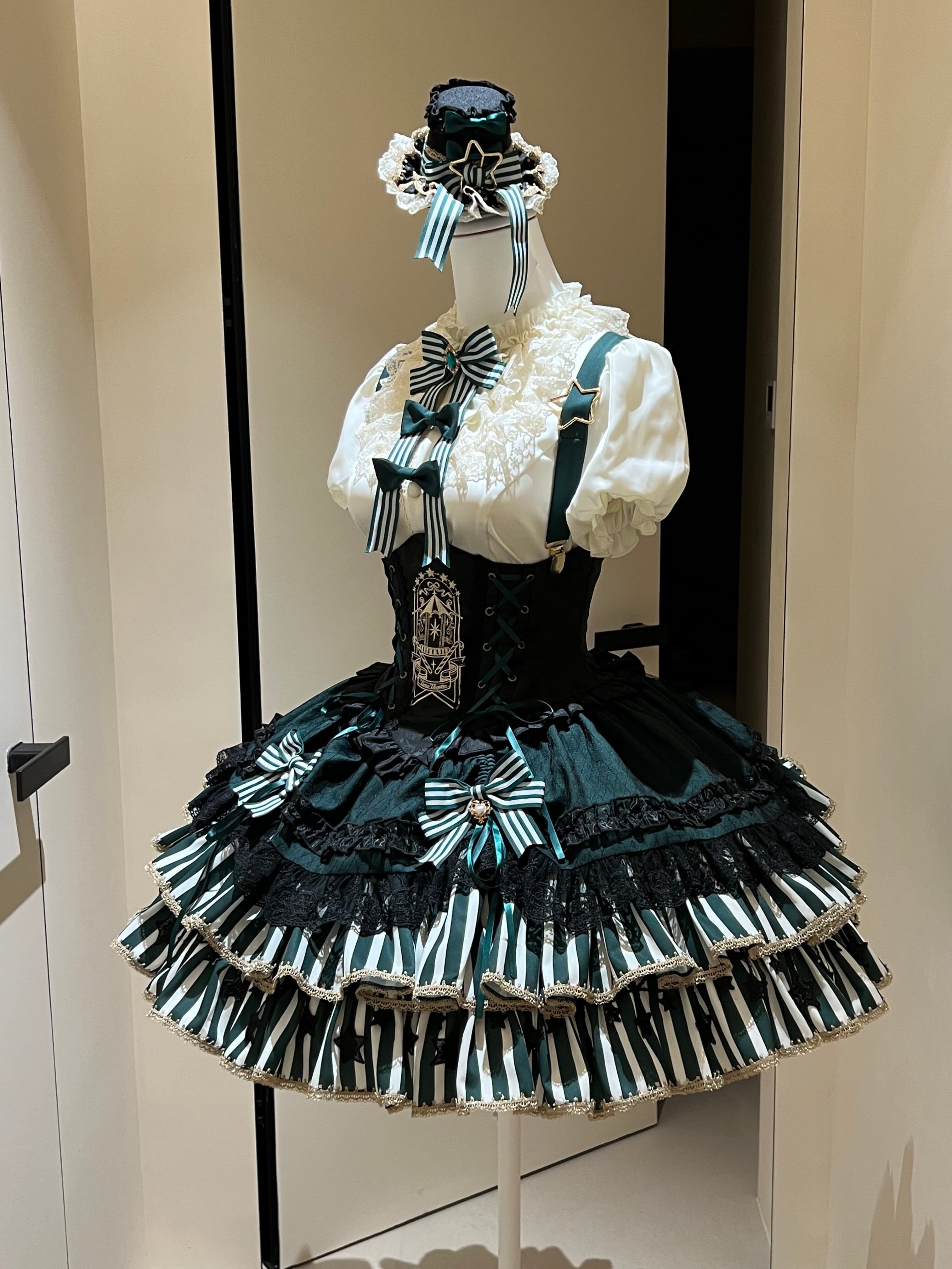 Star Track Academy Lolita Gothic Green Dress Set