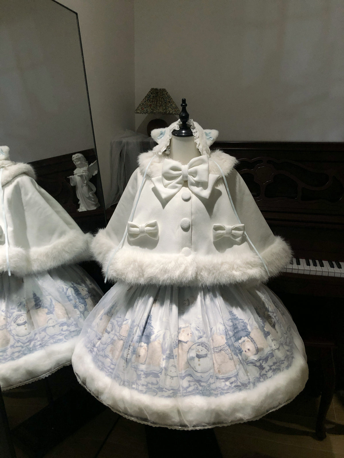 Snowman Bear Lolita Christmas Autumn Winter Furry JSK Dress