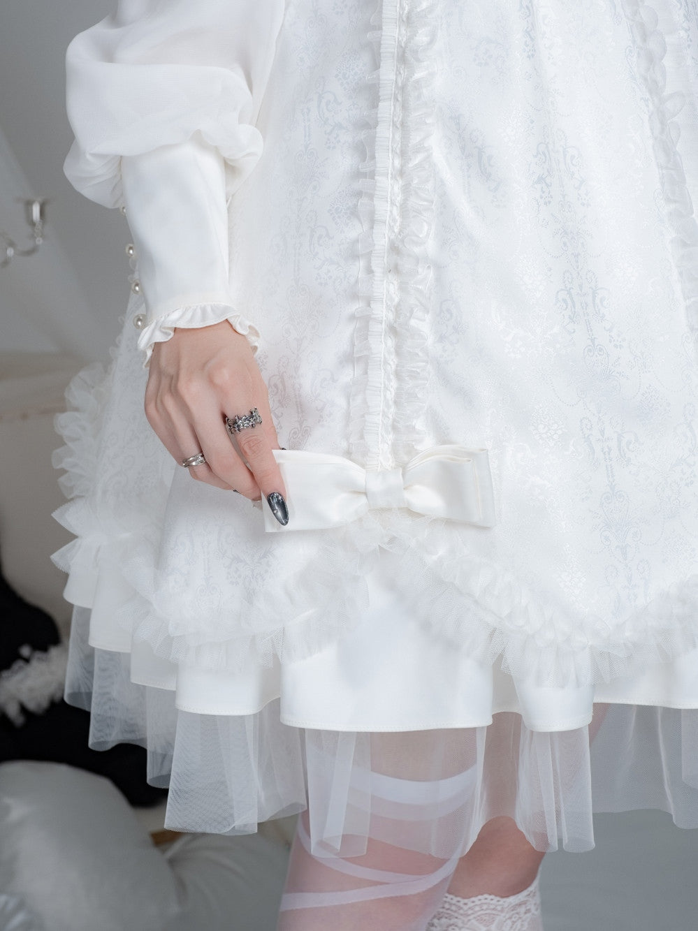 Tin Doll Black & White Gothic Lolita Lace Dress