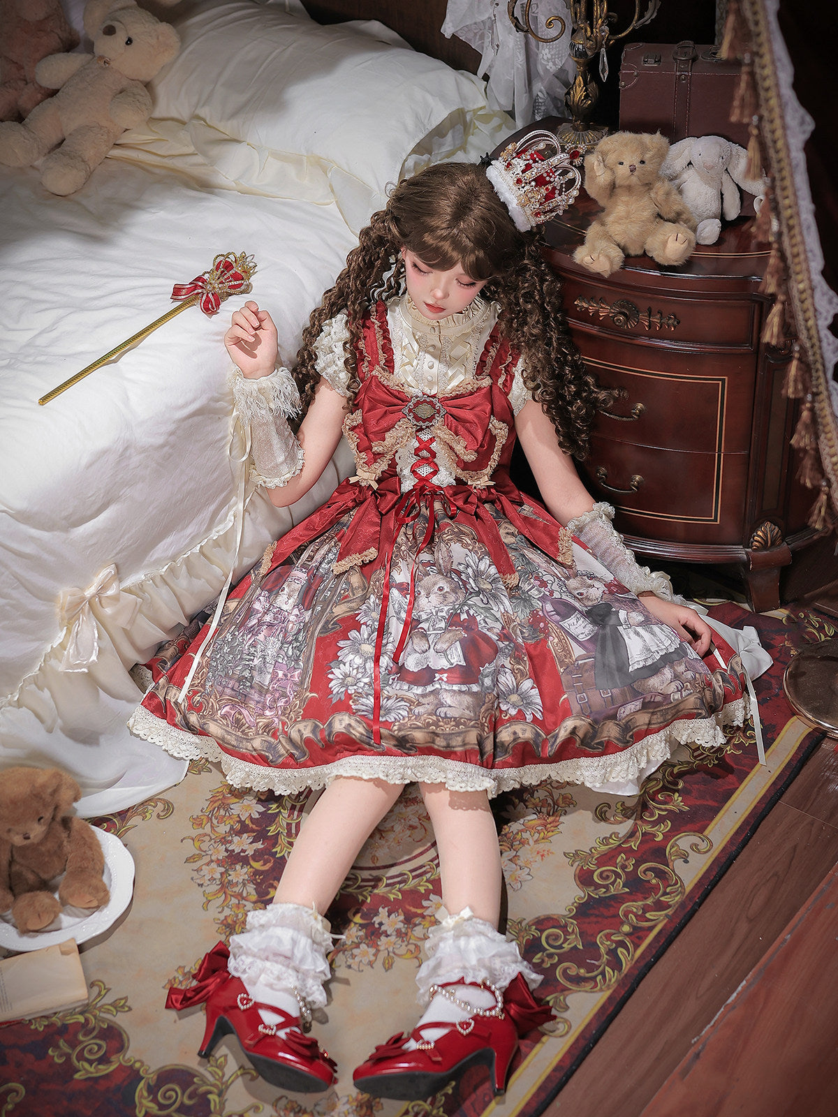 Mystic Rabbit Lolita Classic Vintage JSK Dress & Blouse Set