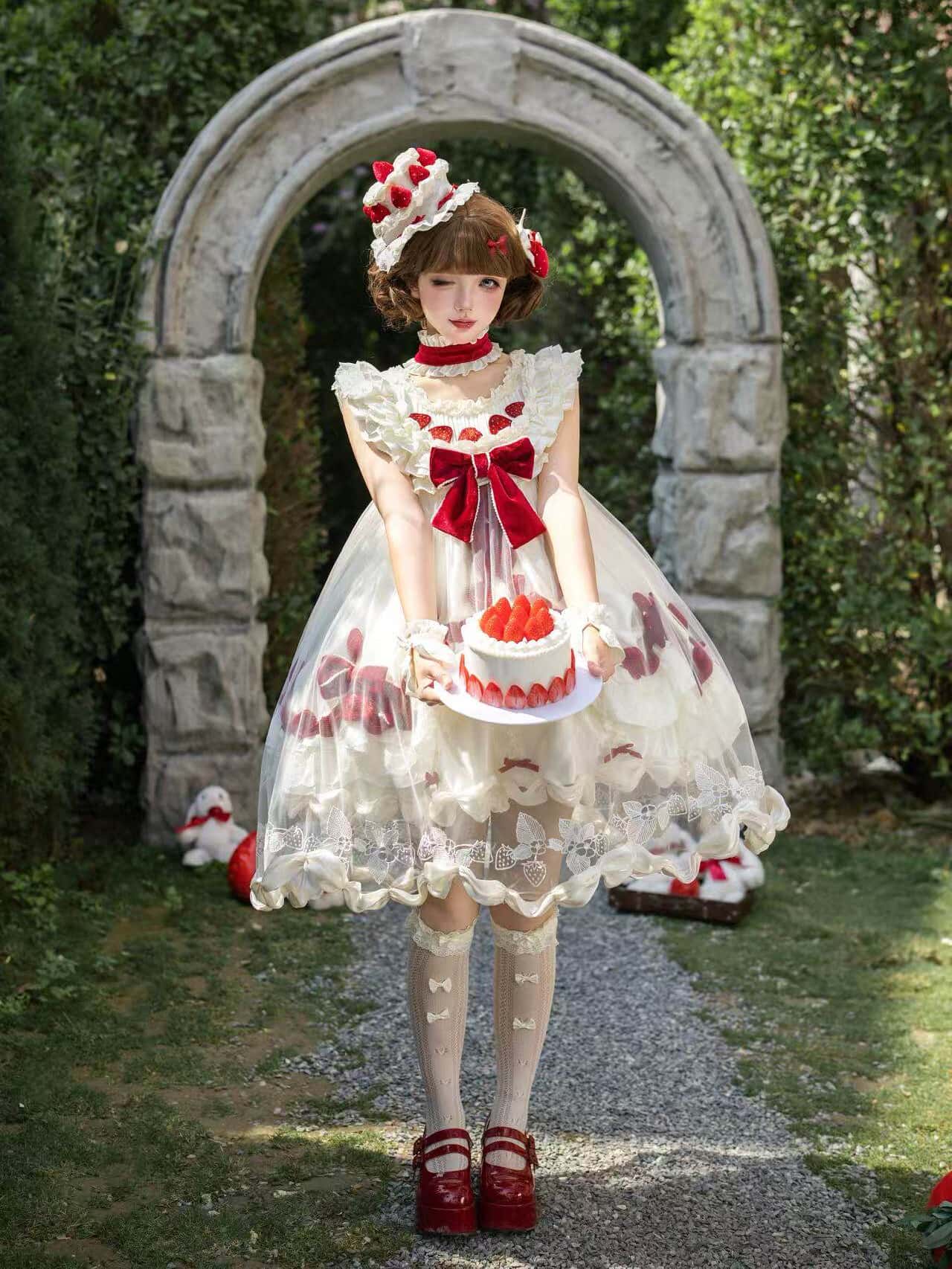 Strawberry Cream Cake Lolita OP Dress Set