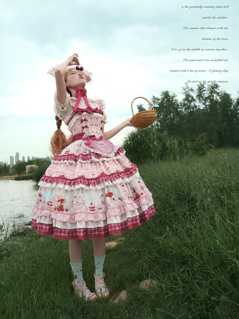 Cherry Cake Lolita Sweet Pink JSK Dress