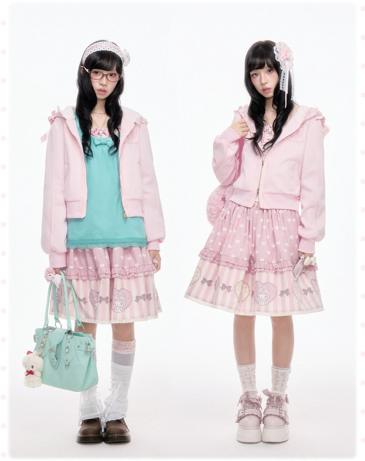 My Melody Pink Ruffle Hood Zip Up Sweatshirt Jacket