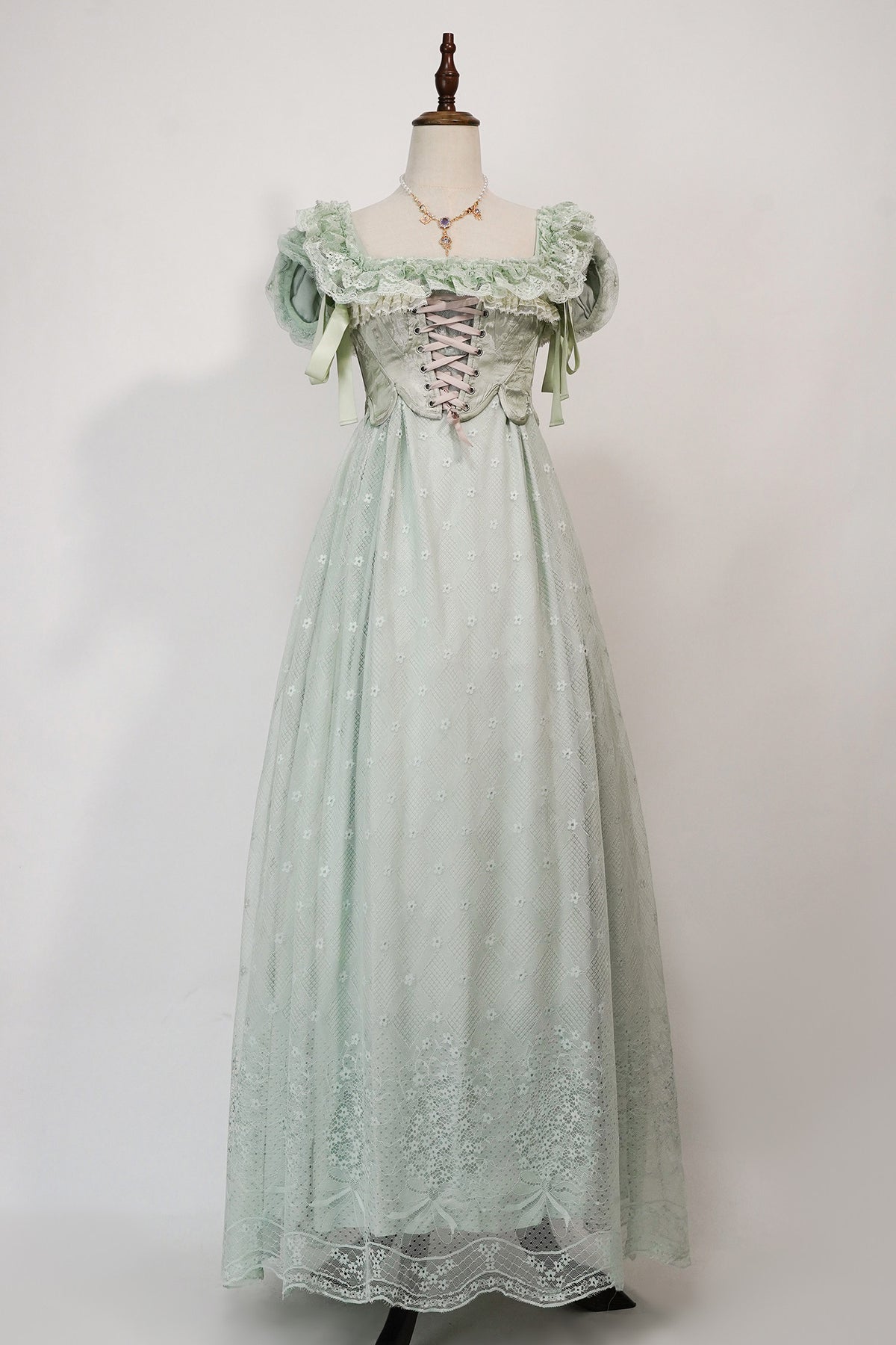 Bathing in Light Green Empire Waist Lolita OP Dress