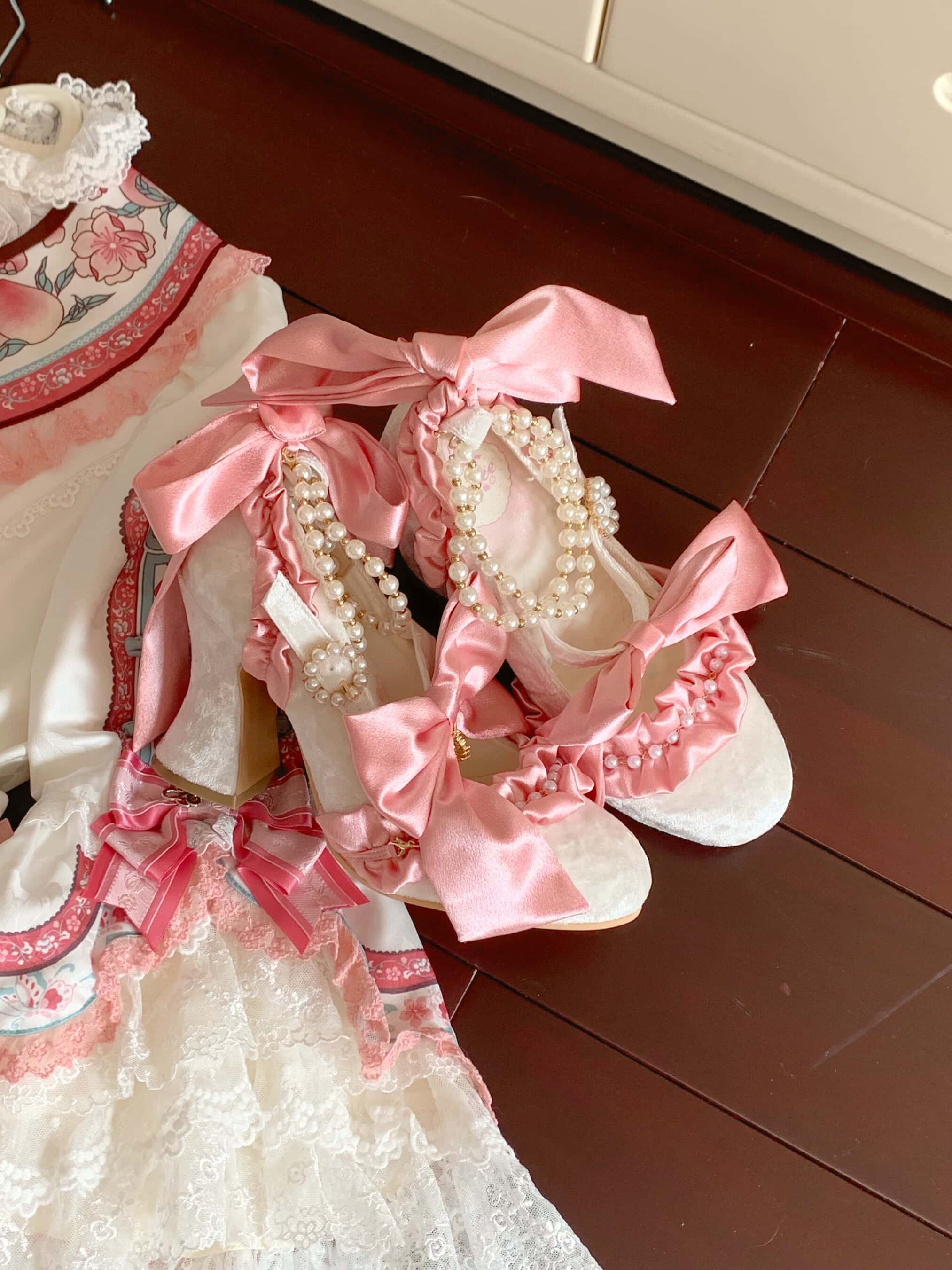 Ribbon Hymn 2.0 Lolita Vintage Heavy Craft Bridal Heels