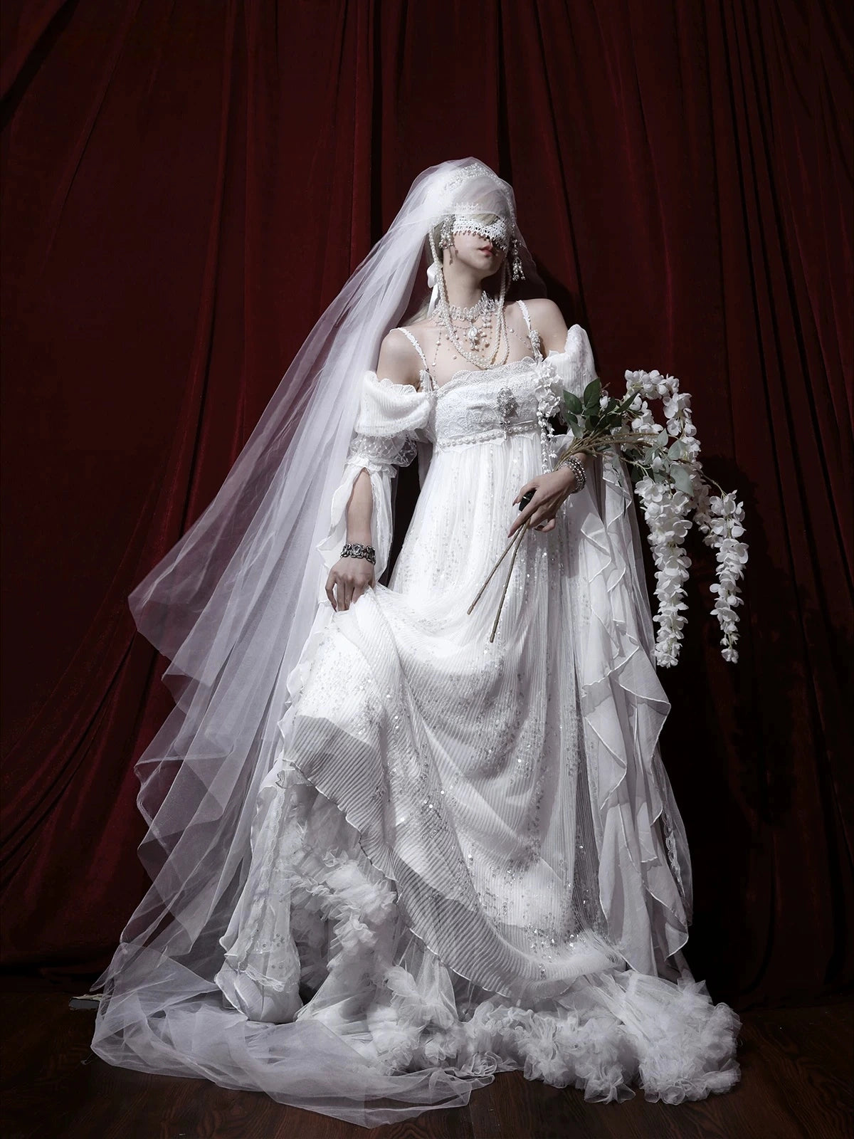 Bright Moonlight Lolita Empire Style Satin Long OP Dress
