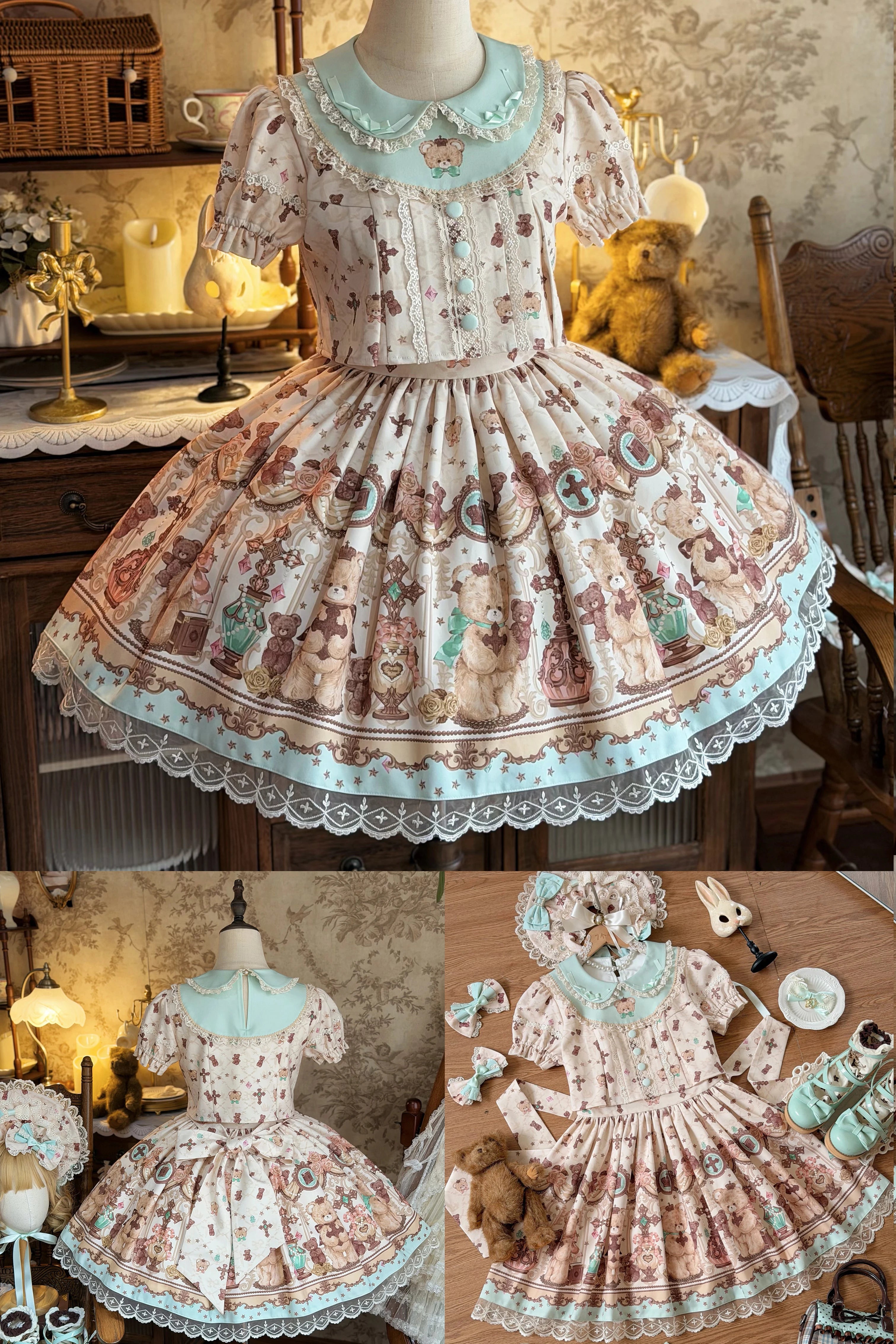 Cross Bear Sweet Vintage Original Lolita JSK and OP Dress Series