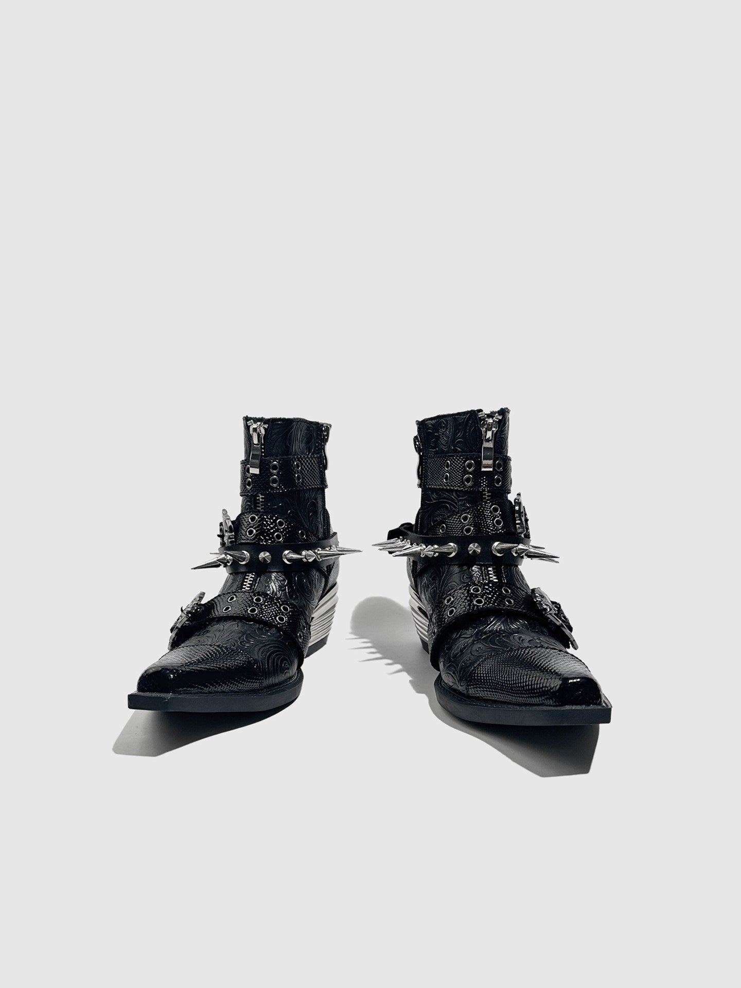 Studded Dark Gothic Punk‑Style Combat Ankle Boots