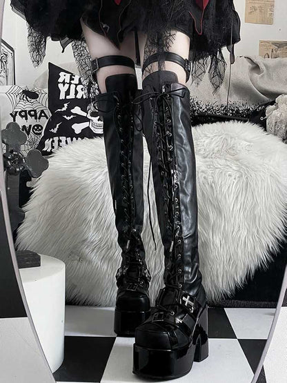 Lolita Gothic Punk Goth Platform Over-the-Knee Boots LE5018