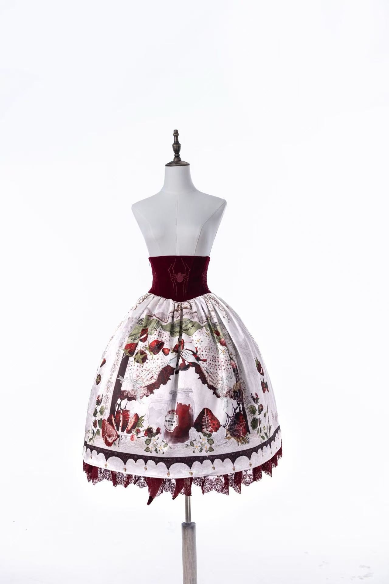 Hunting Strawberry Velvet Gothic Sweet Lolita Dress SK & Jacket Set