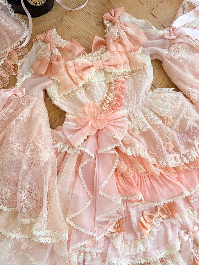 Cream Peach Princess x Barbie Collab Original Lolita Bridal OP Dress