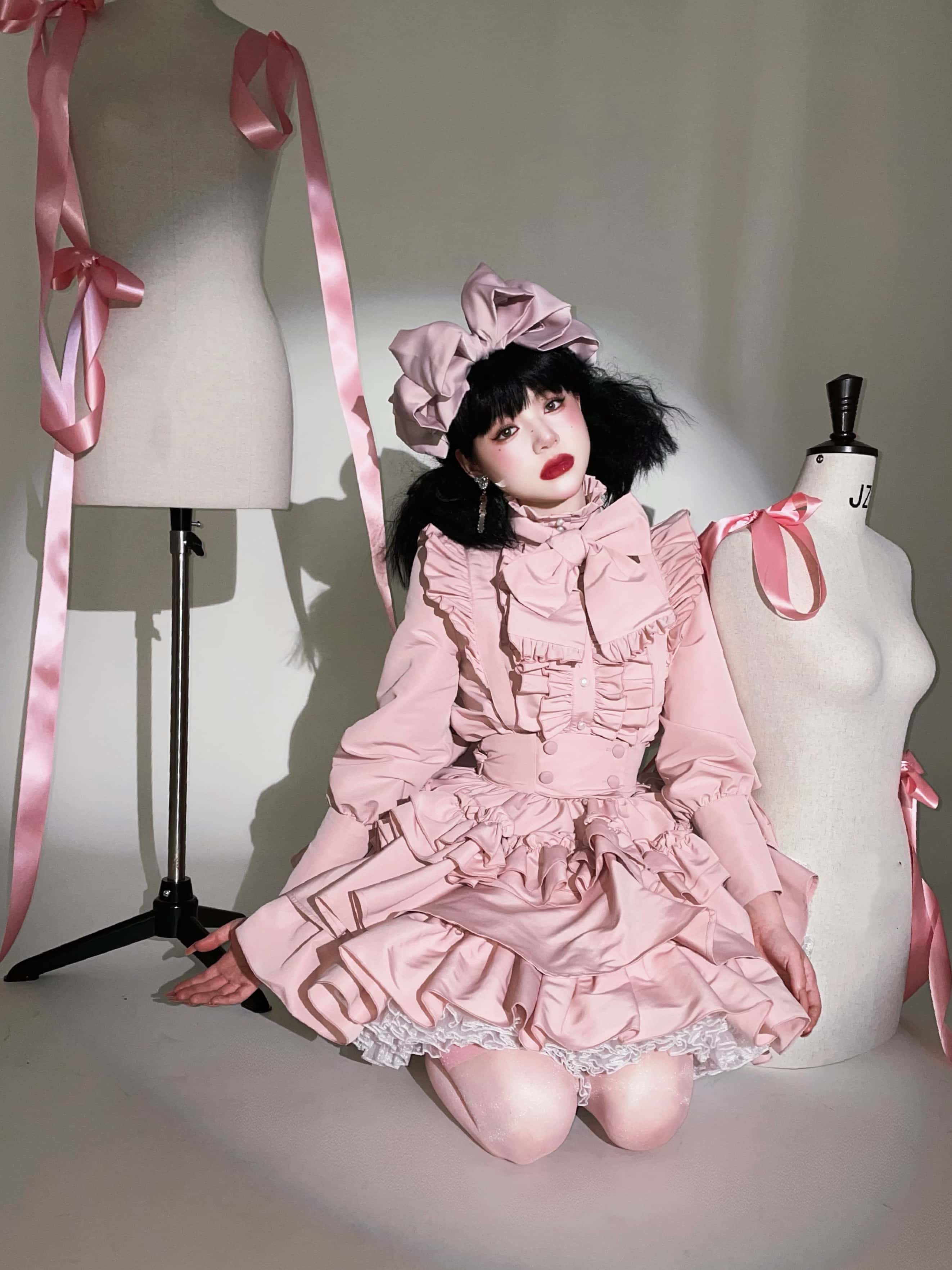 Doll Gift Box Gothic Lolita Pink Shirt & Skirt Set