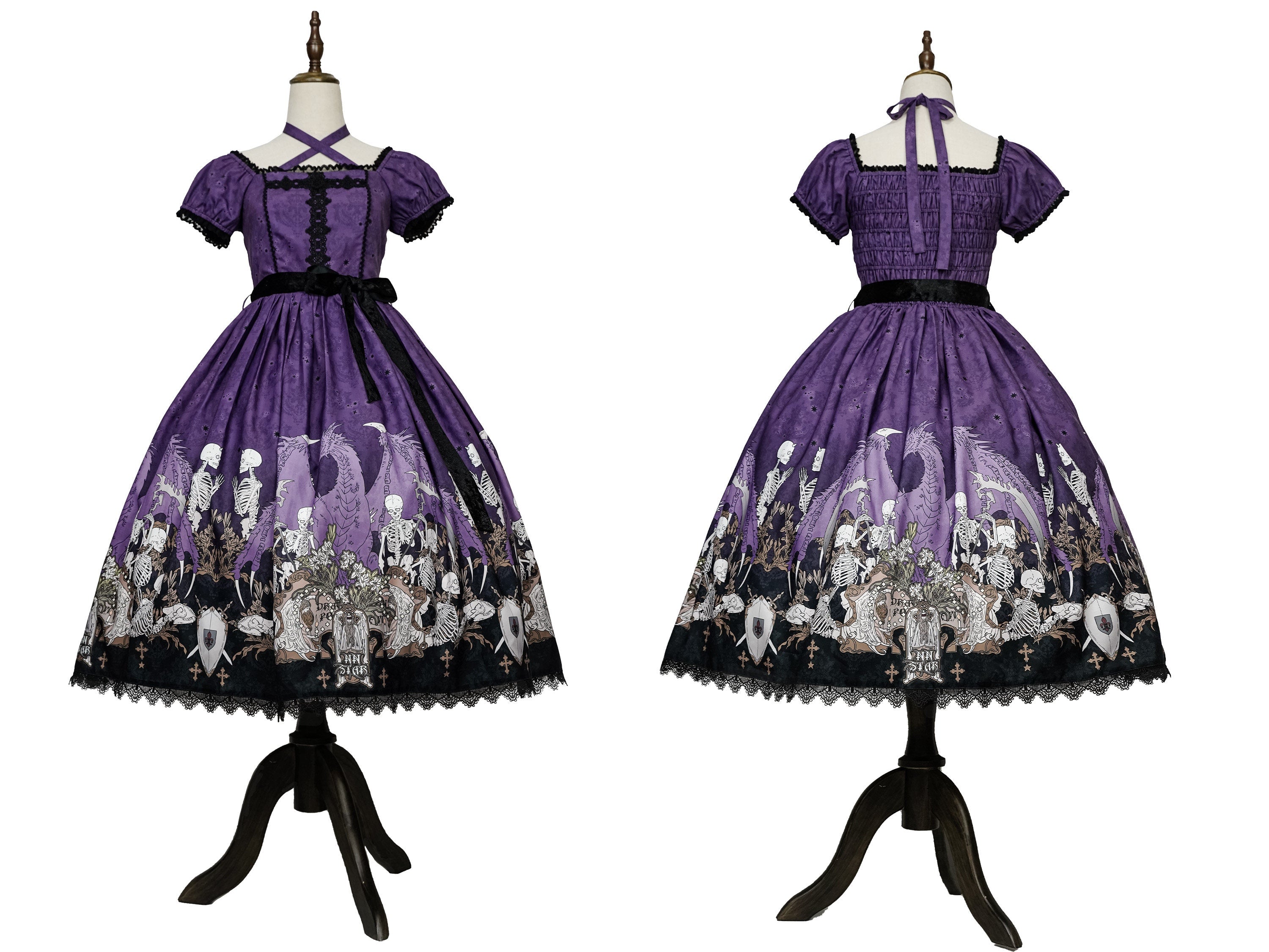 Dragon Bone Lily Lolita Gothic Purple OP Dress