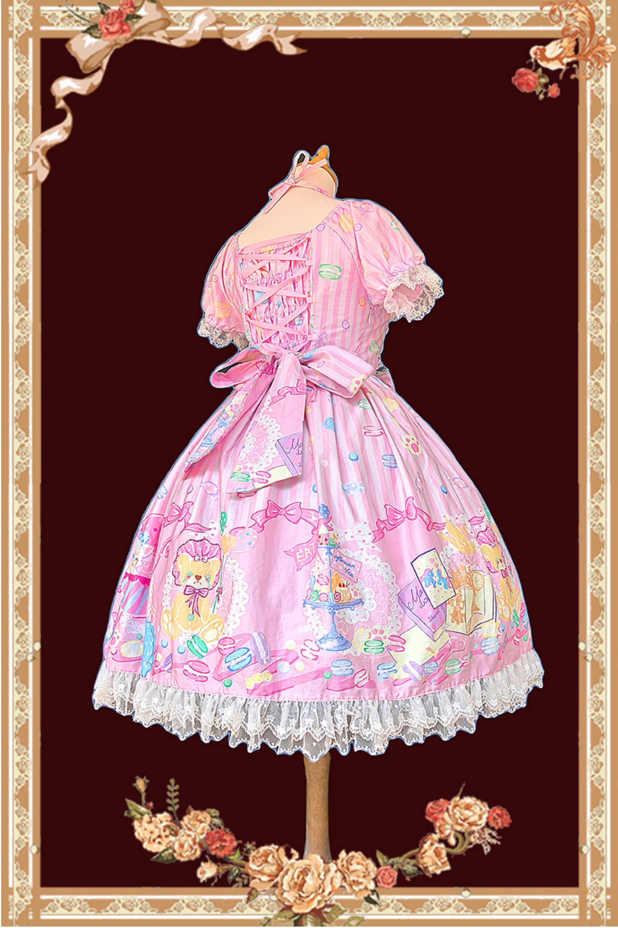 Macaron Dolly House Candy Print Sweet Lolita OP Dress