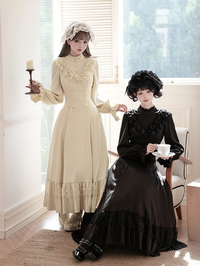 Lolita Elegant Long Sleeve Dress Detachable Cape Set LCD0022