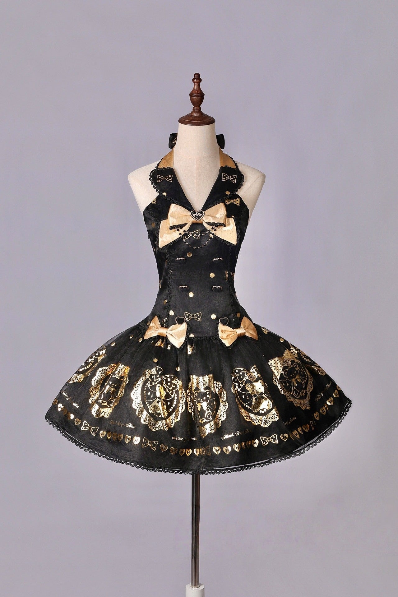 Black Sugar Bear Lolita Black & Gold Dress