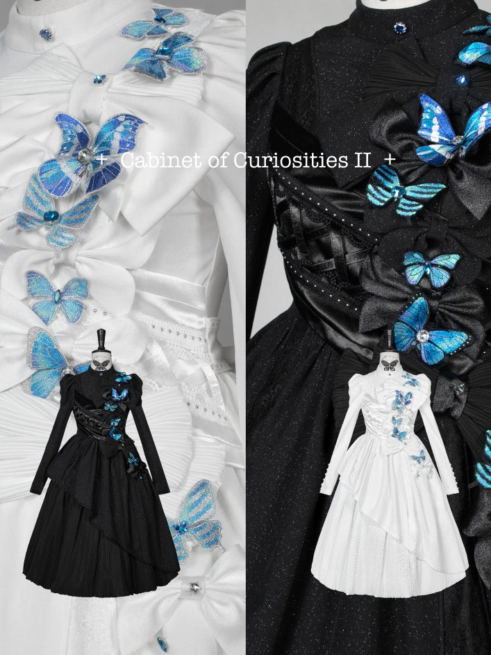Cabinet Of Curiosities II Dark Gothic Butterfly Long Stand Collared OP Dress