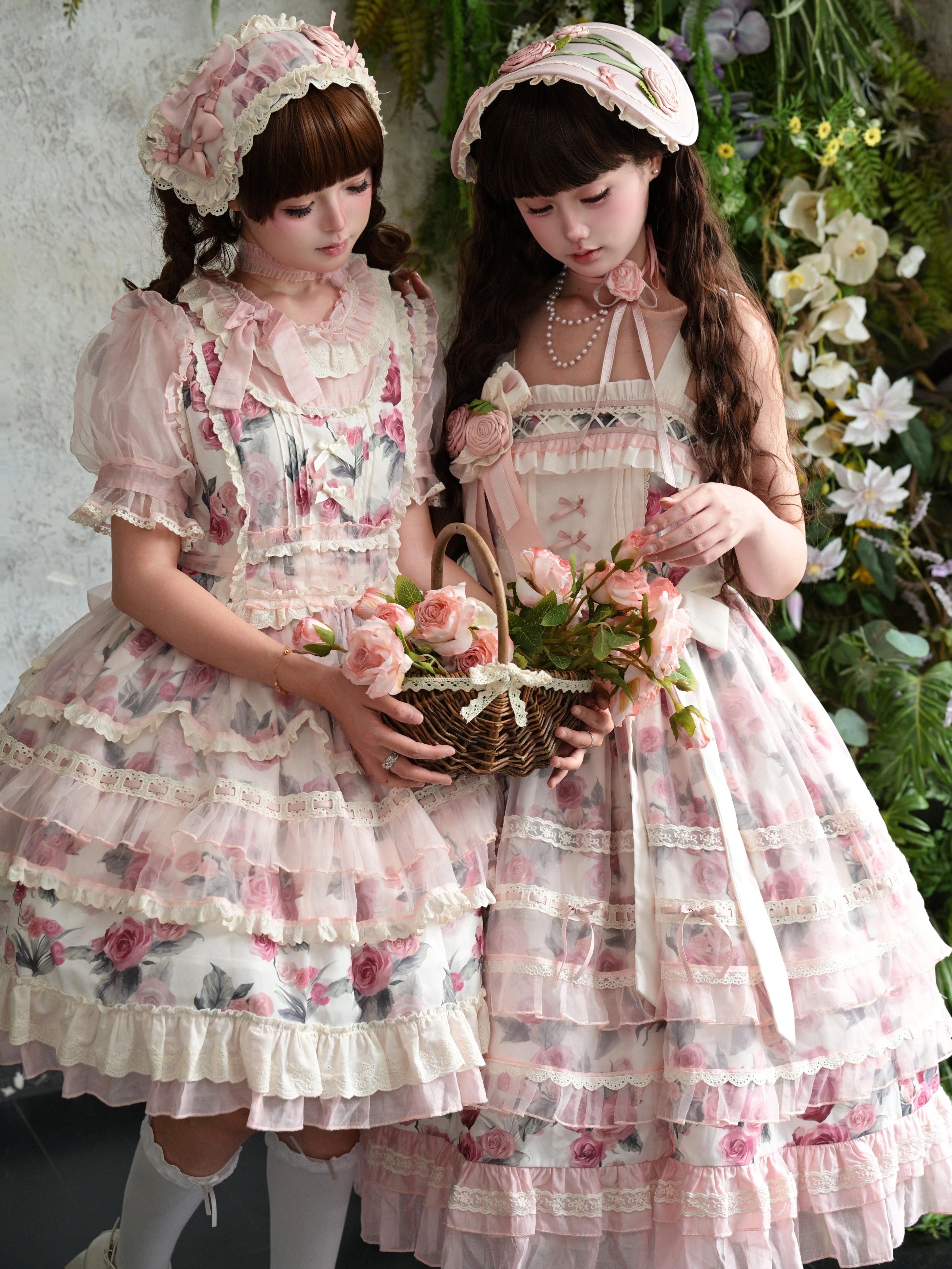 Chloris Rose Garden Classic Sweet Lolita OP JSK & Accessories Set