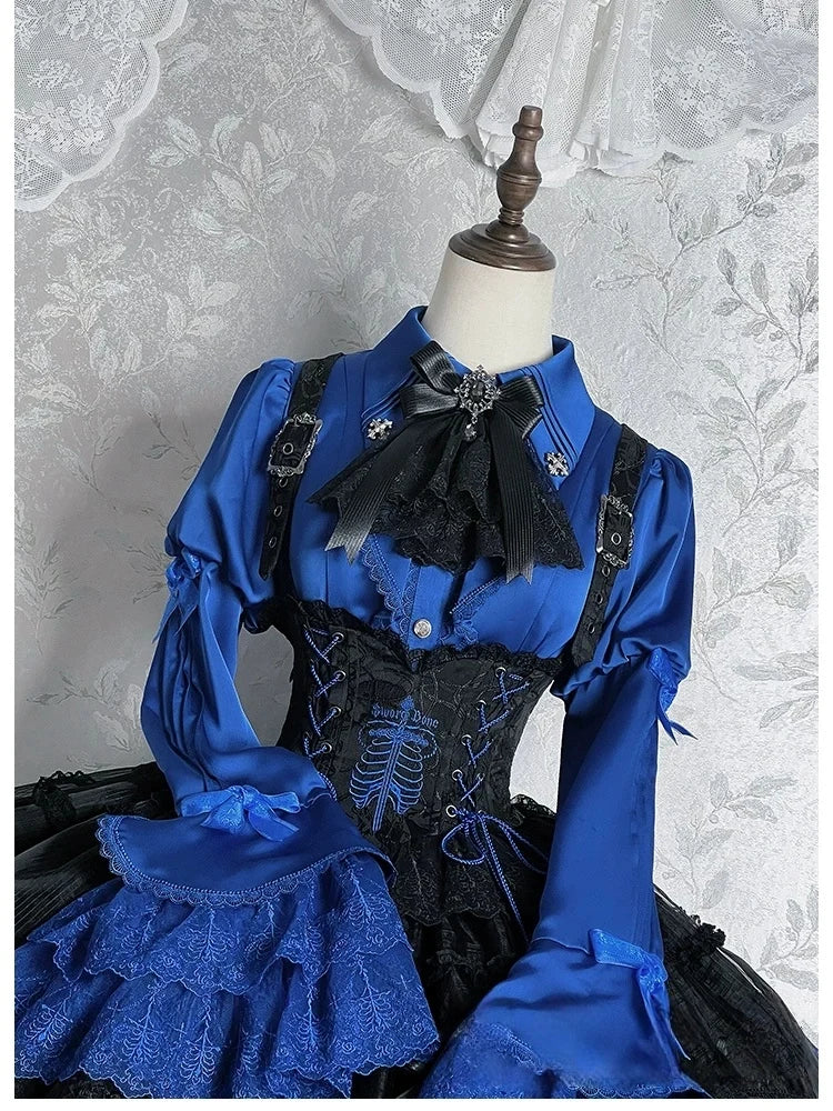 Dark Mist Banquet Gothic Suspender Dress & Blouse Set
