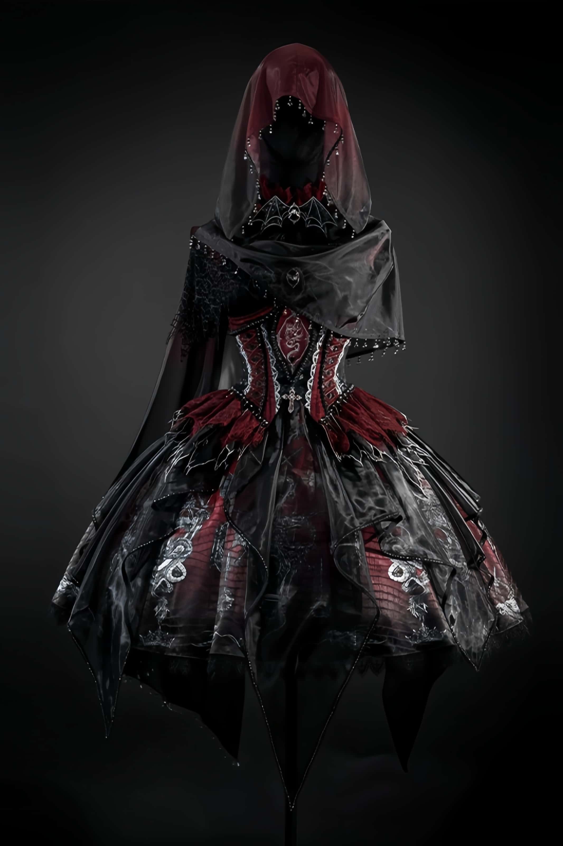 Black-Red Dragon Bone Gothic Lolita JSK Dress