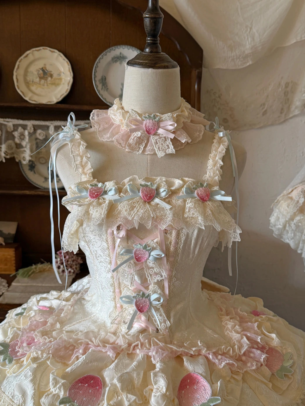 Strawberry Bunny Lolita Original Sweet Style Whipped Cream Dress