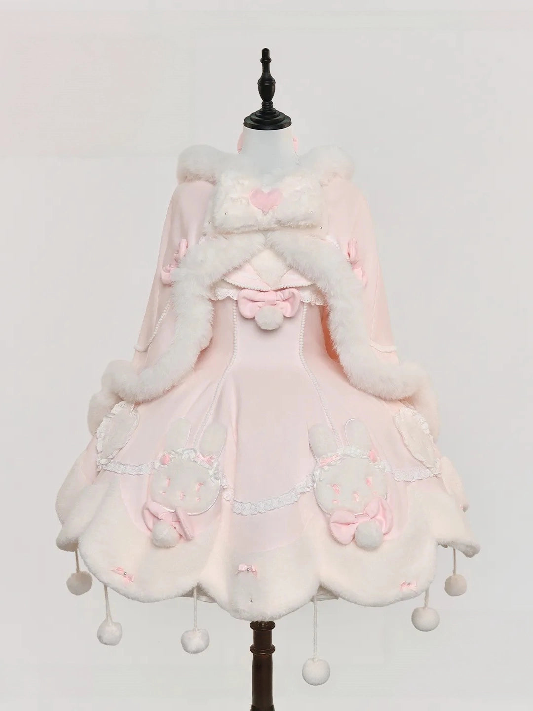 Bunny Ball 2.0 Lolita Winter Doll Style JSK Cape Set Pink Halter Version