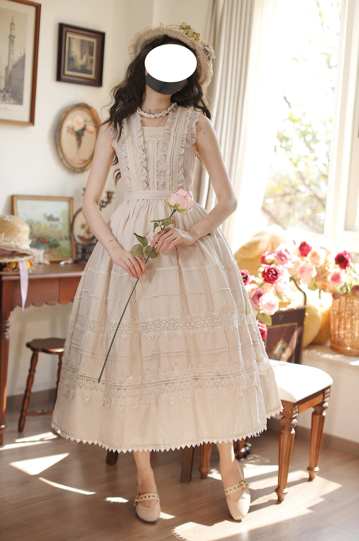Spring Whisper Lolita Solid Color Elegant French JSK Dress