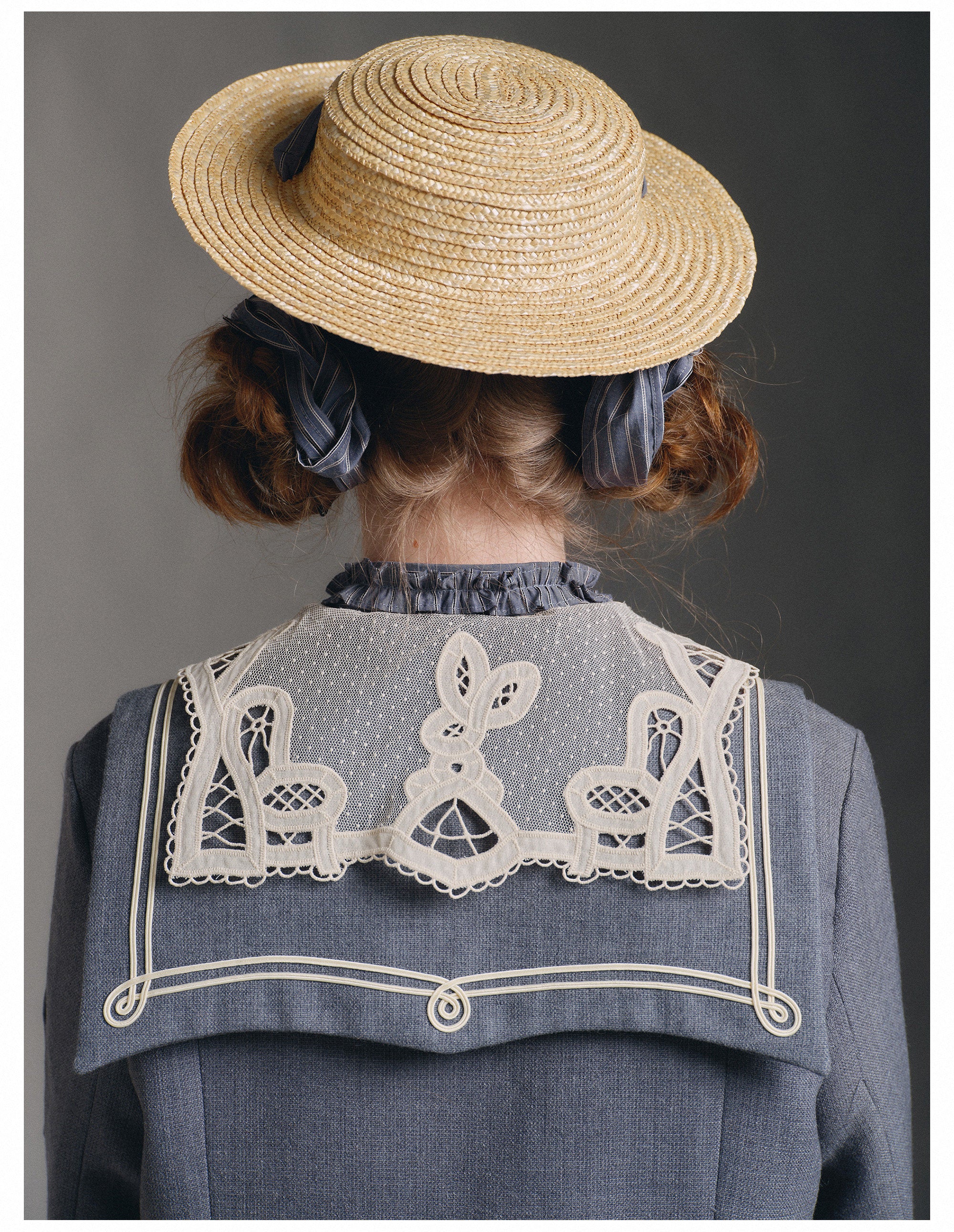 Blue White Trim Vintage Sailor Collar Jacket