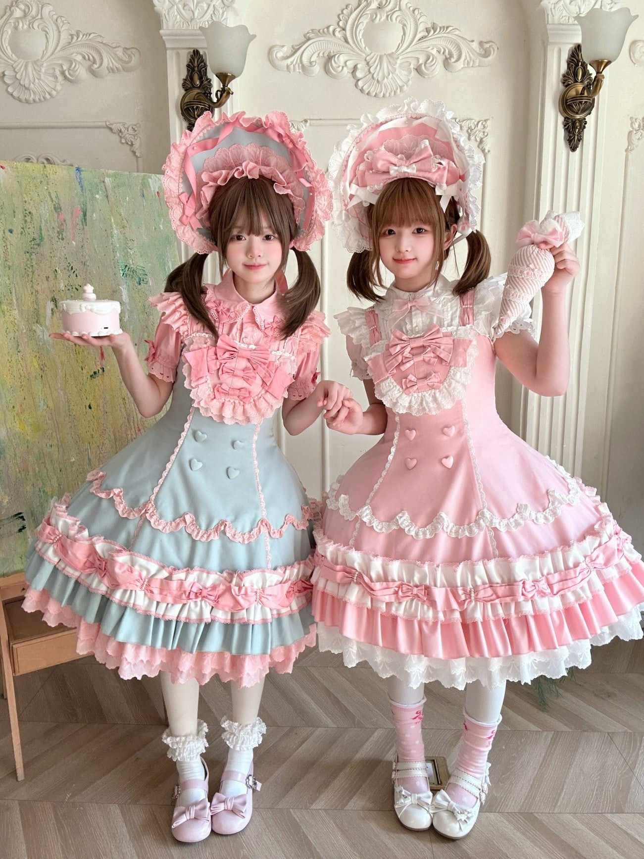 Cream Fondant Sweet Pink Retro 6-Panel Cut Original Lolita JSK