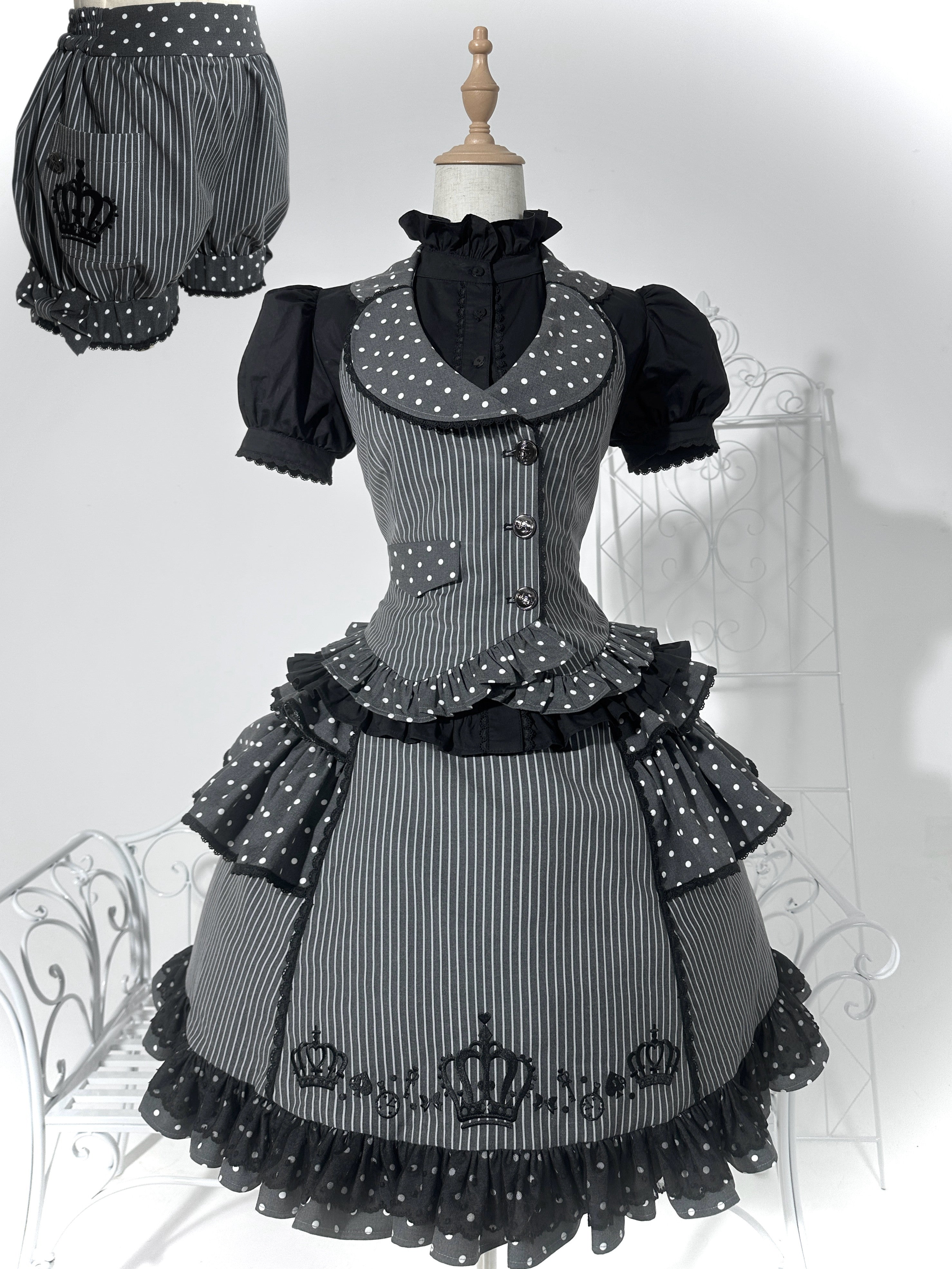 New Century Princess Grey Black Lolita Dress Set