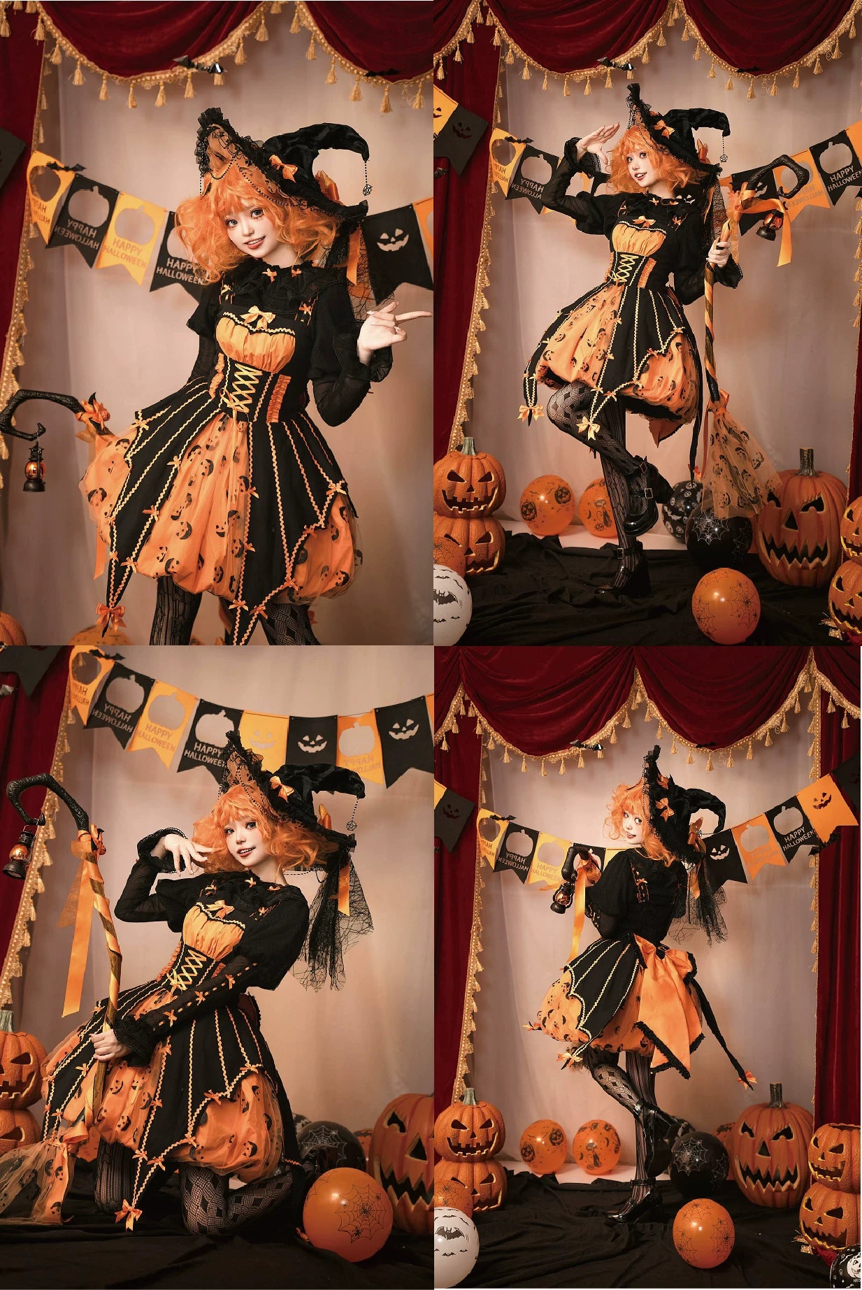 Pumpkin‑Lantern Halloween Witch Dark‑Sweet Lolita JSK Dress